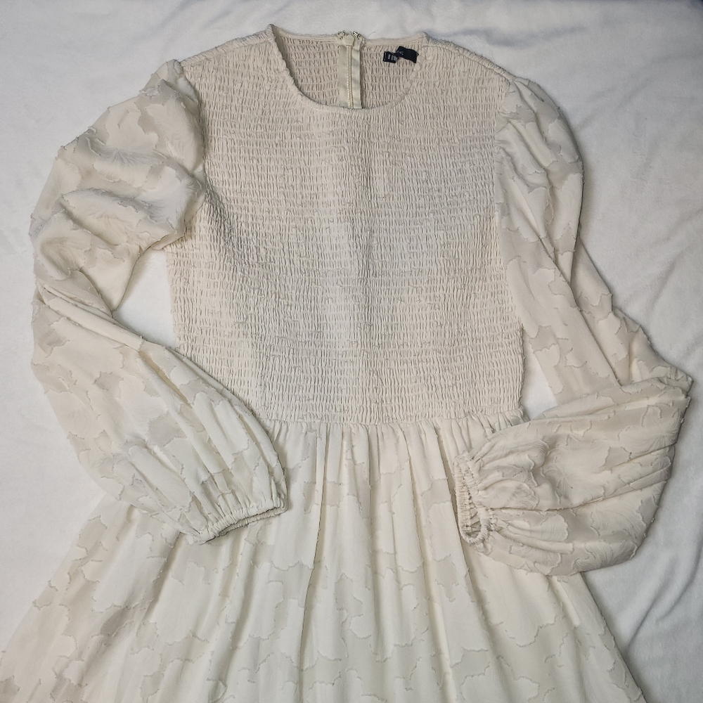INA Smocked Lined Maxi Dress Women's Size Small‎ Cream Ivory Modest Cottagecore - Picture 11 of 14